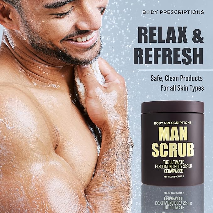 Body Prescriptions Men’s Exfoliating Body Scrub – Ultimate Skin Cleansing Wash in Jar with Twist-Top Lid, For All Skin Types, 21 Ounce (Pack of 4), Cedarwood-VivaGrace Women