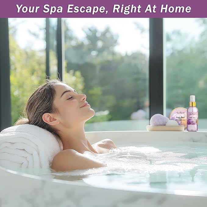 Bath Spa Gift Sets - Luxury Basket With Honey & Lavender - Spa Kit Includes Wash, Bubble Bath, Lotion, Bath Salts, Body Scrub, Body Spray, Shower Puff, Bathbombs, Soap and Towel-VivaGrace Women