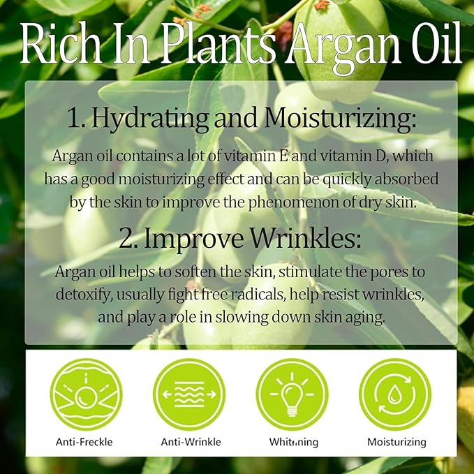 Argan Oil for Face, Argan Oil Skin Care Gift Set for Skin, Vitamin E Serum for Face, Dry Skin Care Routine Kit for Women, Deeply Moisturizing Skin Care for Dry Skin, Retinol & Vitamin E Cream-VivaGrace Women