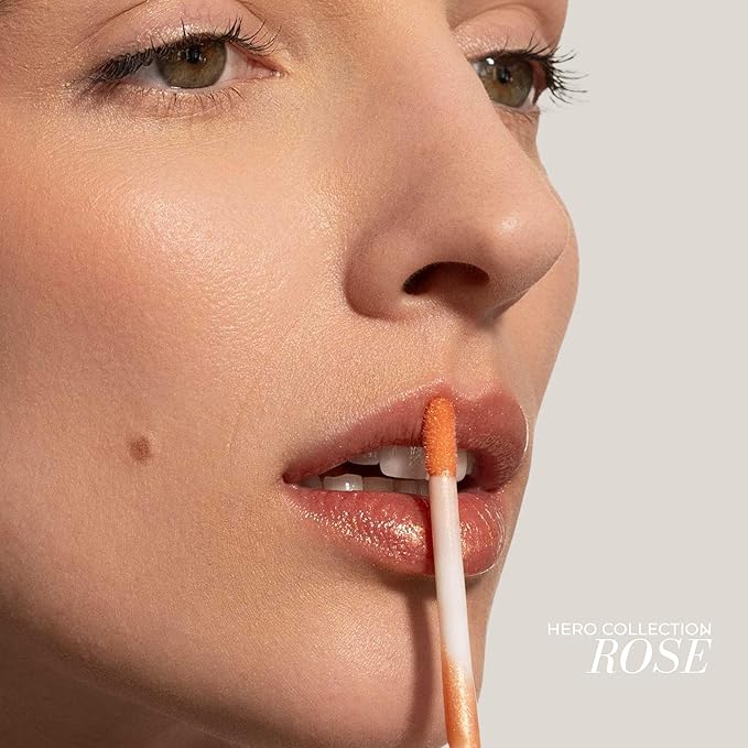 FITGLOW Beauty Lip Colour Serum | Hydrating Lip Gloss | Plumping Anti-Aging Lip Treatment | Natural Shine with Pomegranate Sterols & Collagen | Buildable Color for Dry Chapped Lips | Rosé- 10g-VivaGrace Women