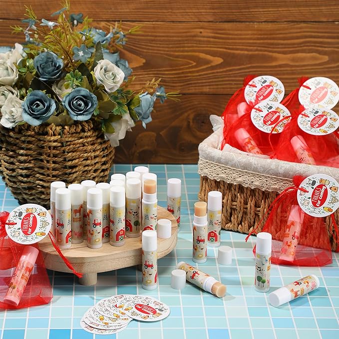 Fumete 50 Pack Baby Shower Farm Animals Party Gifts Favors Bulk Lip Balms for Guests Boys Girls Neutral Gender Reveal Favors for Baby Shower Prizes Souvenirs Bags Stuffer Classroom Prizes-VivaGrace Women