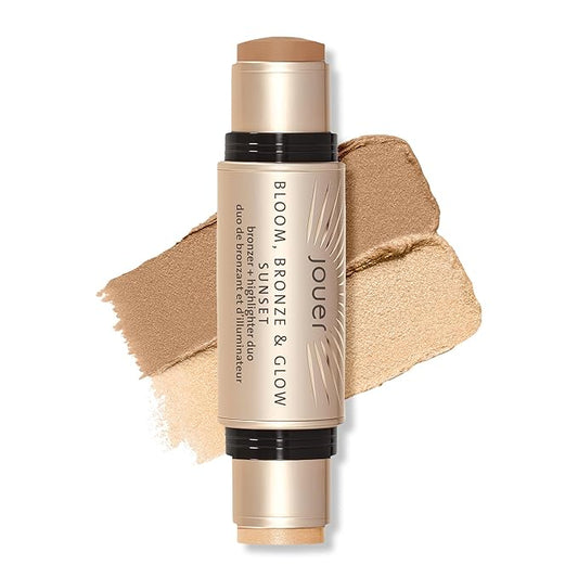 Jouer Bloom, Bronze & Glow Bronzer + Highlighter Stick - Cream Contour Makeup Stick - Hydrating Rose Hip Oil and Squalane Formula, Sunset-VivaGrace Women