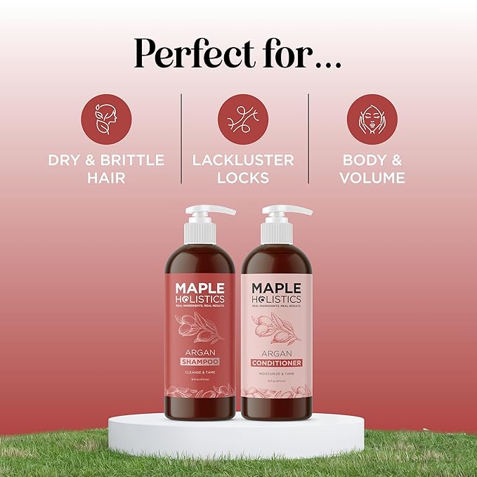 Argan Oil Shampoo and Conditioner for Dry Hair - Paraben and Sulfate Free Shampoo and Conditioner Set for Dry Hair Frizz Curl Care and Split Ends - Moisturizing Argan Shampoo and Conditioner Set-VivaGrace Women