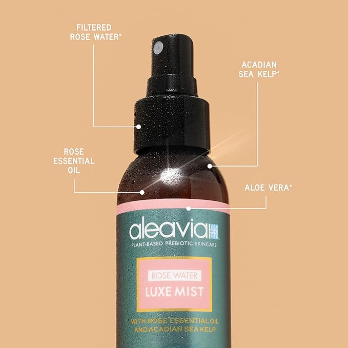 Aleavia Organic Rose Water Spray for Face - All-Natural, Hydrating Luxe Face Mist and Toner - Nourishing and Anti-Aging Prebiotic Formula for All Skin Types - Vegan & Cruelty-Free - 4 oz (118 ml)-VivaGrace Women