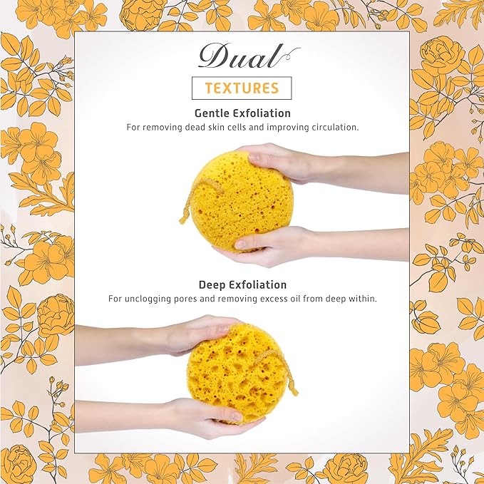 Spongentle Deep Cleansing Body Loofah Sponge, Natural Colors, for Bath and Shower, Multiple Textures for Gentle and Deep Exfoliation, Generous and Rich Lather, (Pack of 2)-VivaGrace Women