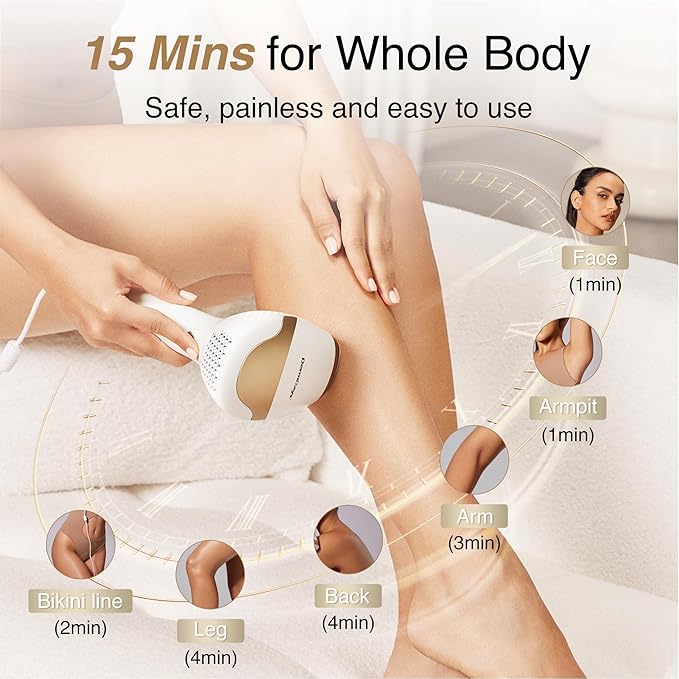 810nm Diode Laser Hair Removal for Women and Men, The FDA-Cleared Home-Use Device, Permanent Reduction in Hair Regrowth, V4S for Skin Tone 1-5, Wide-Angle 15 Mins Hair Removal for Face, Body-VivaGrace Women