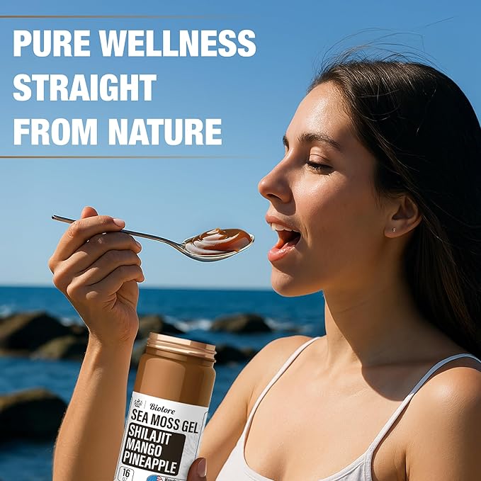 Biolore Sea Moss Gel - Shilajit 16oz, Wildcrafted Irish Seamoss with Essential Vitamins & Trace Minerals, Vegan Superfood Made in USA-VivaGrace Women
