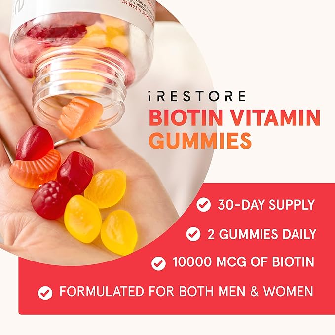 iRestore Hair Gummy Vitamins, Vegan Biotin Gummies for Hair Skin and Nails, Hair Growth Gummies for Women & Men, Biotin 10,000mcg, 3PK-VivaGrace Women