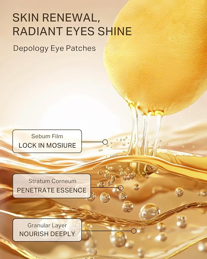 depology Restoring Hydrogel Under Eye Patch | 60 Patches | Brightening Caffeine Gold Pads for Dark Circles | Puffiness | Wrinkles | Refresh | Travel-VivaGrace Women