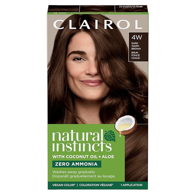 Clairol Natural Instincts Demi-Permanent Hair Dye, 4W Dark Warm Brown Hair Color, Pack of 1-VivaGrace Women