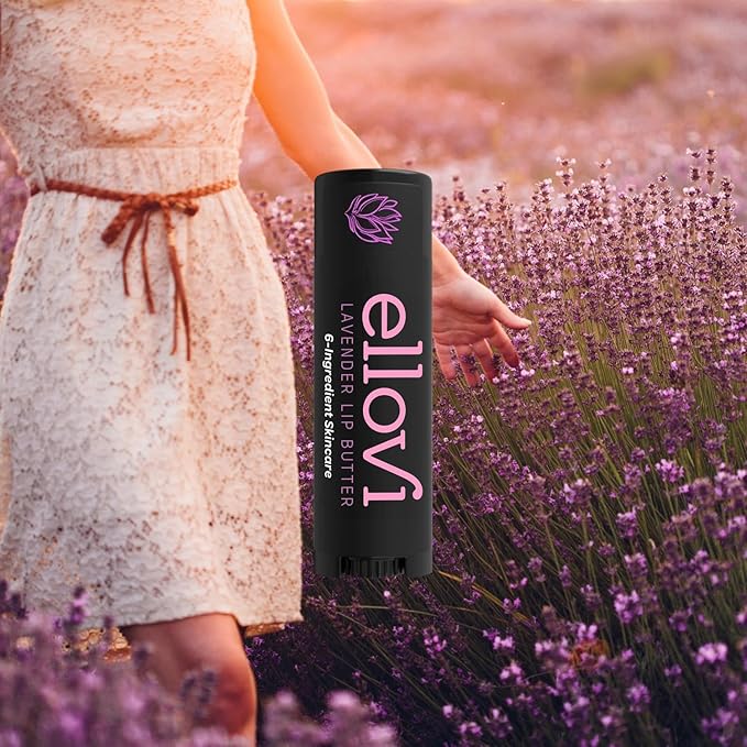 Natural Lip Butter Lip Balm - Lavender - Pure Enough to Eat - Made With Just 6 Vegan Ingredients - 100% Natural & Organic Moisturizing Lip Care for All Day Hydration (Single)-VivaGrace Women