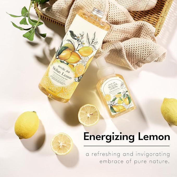 Wild Lemon Scented Foaming Hand Soap Refill Gift Set -3 Pack with Dispenser, Non-Toxic and Biodegradable Formula, Moisturizing with Essential Oil for Sensitive Skin (33.8 Fl Oz x 3)