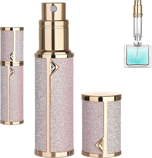 Refillable Travel Perfume Atomizer Bottle - 5ml Luxury Pocket Perfume Dispenser Pump, Travel Perfume Atomiser, Cologne Dispenser, Portable Size Sprayer Bottle for Traveling (Pink - 1)-VivaGrace Women