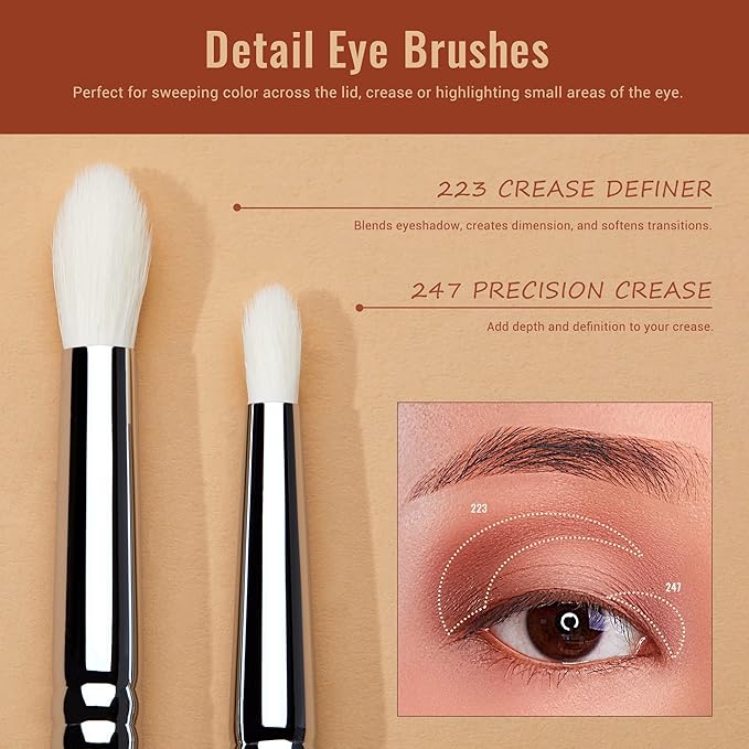 Jessup Eyeshadow Brush Set 7pcs Fluffy Eye Makeup Brushes for Eye Shadow Blending Shader Crease Concealer Black T334-VivaGrace Women