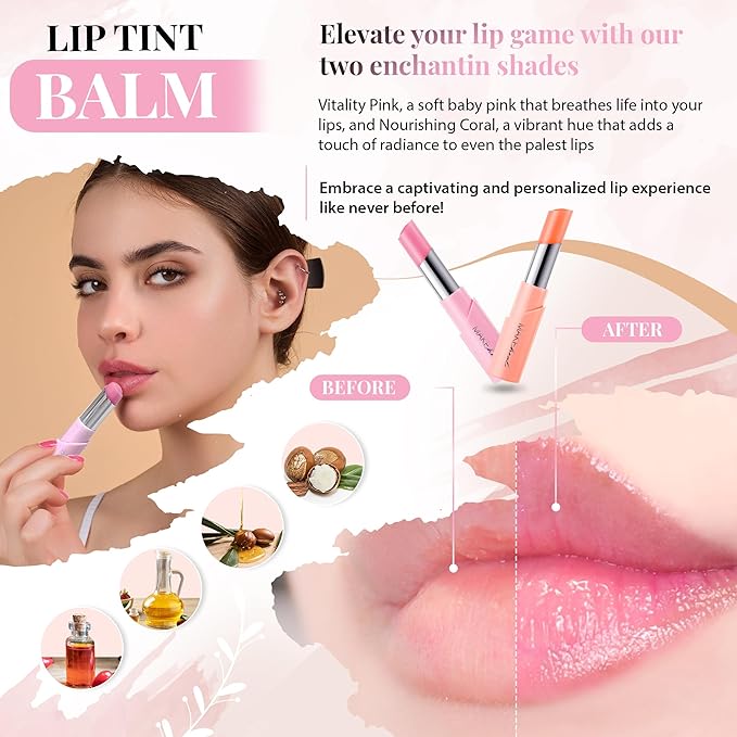 Collagen Tint Lip Balm, Hydrating Nourishing Smooth Lips, Lip Balm Infused with Collagen & Vitamin E, Vibrant Natural Lip Tint Color, From the Makers of Mediheal, Korean Beauty (Pink)-VivaGrace Women
