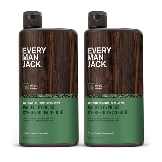 Every Man Jack Nourishing Pacific Cypress Mens Body Wash for All Skin Types - Naturally Derived Ingredients - Cleanse and Hydrate Skin with Coconut and Glycerin - 24oz 2 Bottles-VivaGrace Women