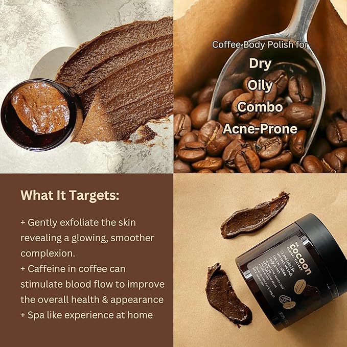 Cocoon Dak Lak Coffee Body Polish with Refill Bag. 100% Vegan Exfoliating Scrub for Smooth & Glowing Skins | Reduce Stretch Marks, Acne & Cellulite | Gift for Coffee Lovers (27 fl oz)-VivaGrace Women