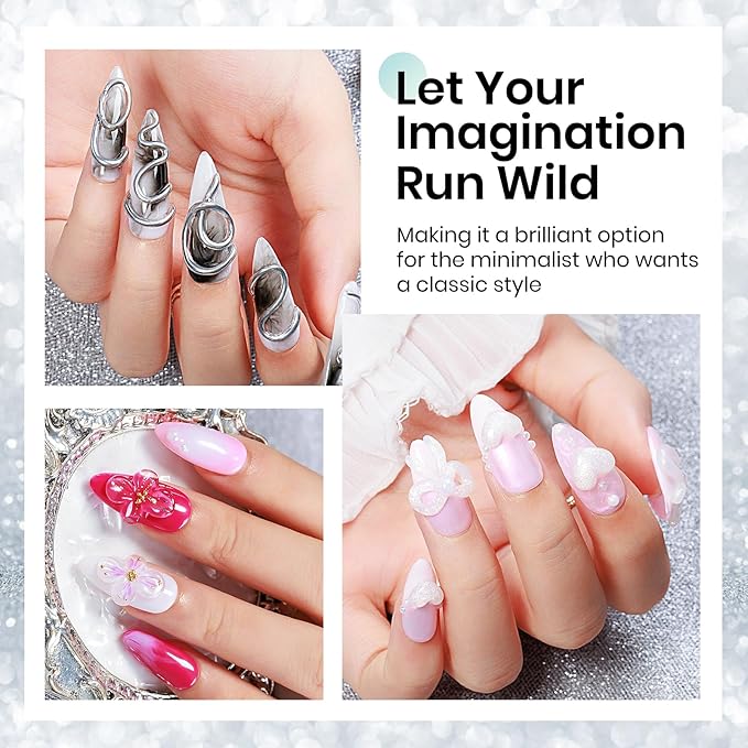 MIZHSE Solid Builder Gel for Nails Kit: 2PCS 30g 3D Pearl White & Clear Hard Gel for Nailswith Nail Forms 3D Silicone Mold Soak off U V LED Builder Gels for Extension Home Manicure-VivaGrace Women