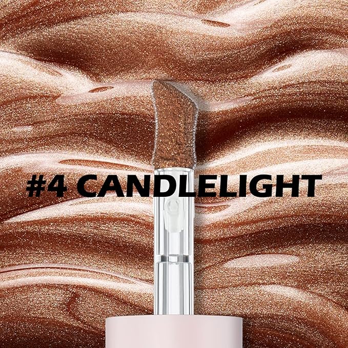Erinde Liquid Highlighter Makeup, Face Highlighter Bronzer Makeup Stick, Natural Glossy Finish, Lightweight Blendable Silky Smooth Cream Face Illuminator Makeup, Cruelty-free, 04# CANDLELIGHT-VivaGrace Women
