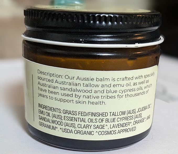 Handmade "Blue Outback" Australian Whipped Tallow Balm with Emu, Jojoba, Sandalwood, and Blue Cypress - 1.3 oz -VivaGrace Women