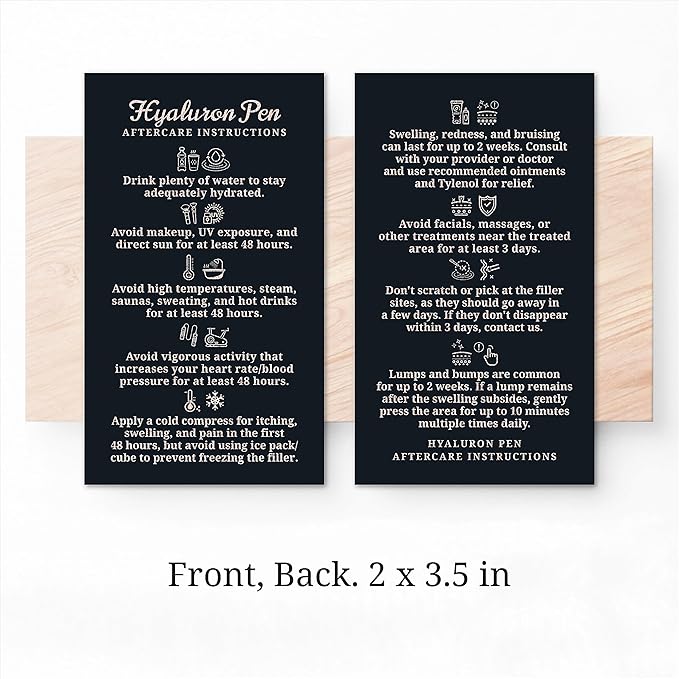 100 Pack - Premium Hyaluron Pen Lip Filler Aftercare Instructions Card 2 x 3.5" Accessories Supplies Kit Care - HP20A100_N-VivaGrace Women