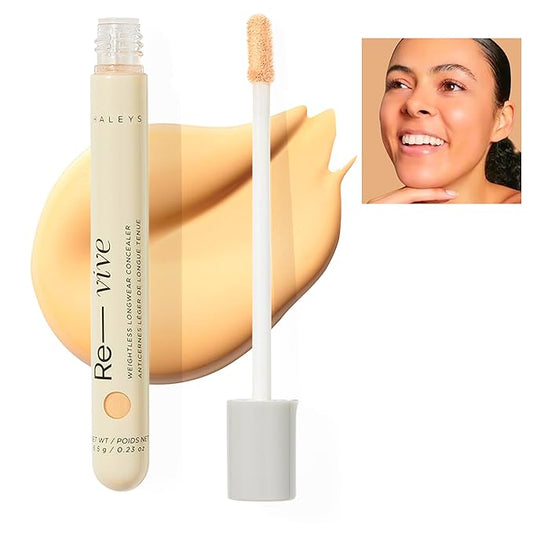 HALEYS Weightless Longwear Concealer (Medium - Warm), Re-vive, Medium to Full Coverage, Gripping Concealer, Fast-setting, All-Day Wear, Spot Concealing, Brightens, Streak-free, Light-diffusing, V+CF-VivaGrace Women