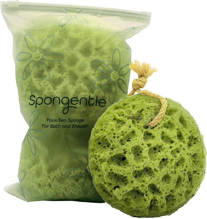 Spongentle Deep Cleansing Body Loofah Sponge, Natural Colors, for Bath and Shower, Multiple Textures for Gentle and Deep Exfoliation, Generous and Rich Lather, (Pack of 3)-VivaGrace Women