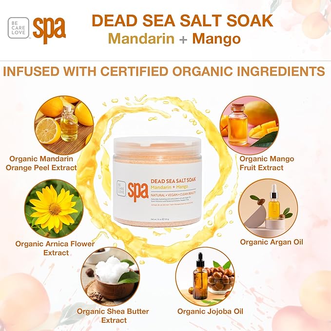 BCL SPA Dead Sea Salt Soak, Mandarin + Mango, 16 oz-VivaGrace Women