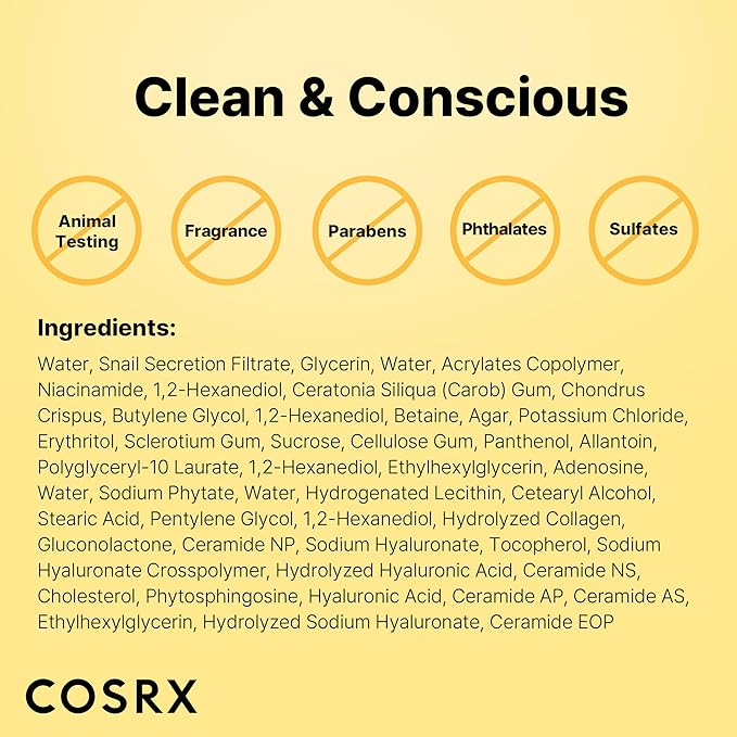 COSRX Advanced Snail Mucin Glass Glow Hydrogel Face Masks Skincare 3 EA, Collagen Face Mask, Travel Essentials, Overnight Face Mask, Korean Skin Care-VivaGrace Women