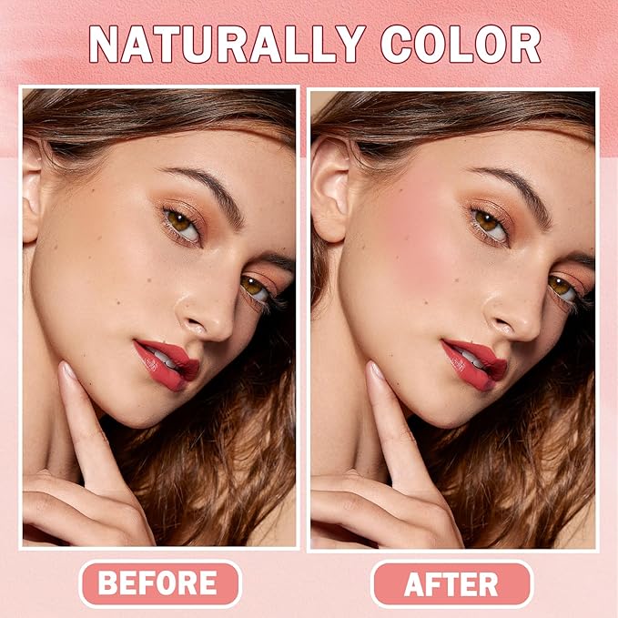 Cream Blush Stick with Sponge 3 in 1 Multi-Use Blush Makeup Stick Long Lasting Waterproof Natural Matte Cream Blush Stick for Cheeks, Lips and Eyes - Fairy Pink-VivaGrace Women
