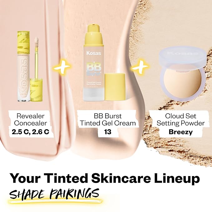 Kosas BB Burst Tinted Face Gel Cream - Supports Healthy CollagenSmoothes Skin, Hydrates & Moisturizes - Lightweight Buildable Coverage - Light Cool 13, (1 Oz/30 ML)-VivaGrace Women