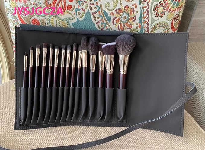 Professional makeup brush set with makeup bag. Includes Brushes for Contouring, Highlighting, Eyeshadow, Foundation & More. 15 Pcs Wool makeup brush-VivaGrace Women