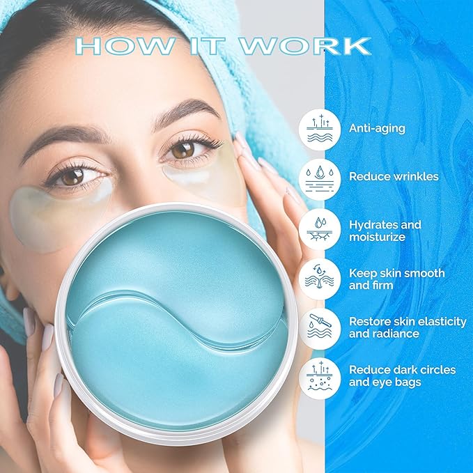 CCbeauty Under Eye Patches for Dark Circles and Puffiness - Hyaluronic Acid Under Eye Mask with Collagen for Wrinkles, Hydrating Eye Masks Skincare for Dry Eye & Eye Bags, 30 Pairs-VivaGrace Women