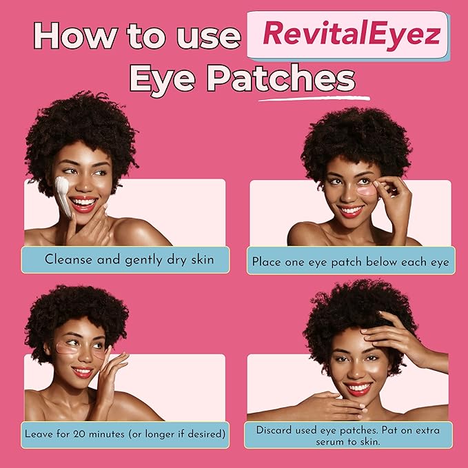 RevitalEyez Brightening Hydrogel Under Eye Patch with Niacinamide, Collagen & Rose Petals for Puffy Eyes, Wrinkles, Dark Circles (10 pairs)-VivaGrace Women