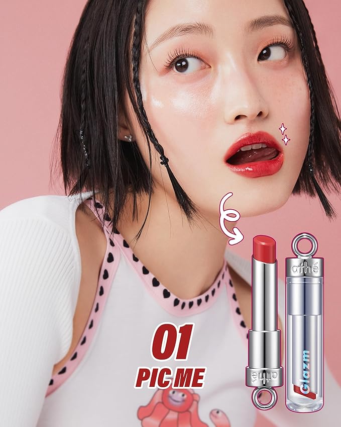 ATHE Glazm Lipbalm Stick - Vegan Glow Korean Lip Balm - Plumping, Volumizing & Highly Pigmented Lipstick - Soft Melting, Buildable Formula - Plant-Derived, Cruelty-Free, 0.12oz. (01 Pic Me)-VivaGrace Women