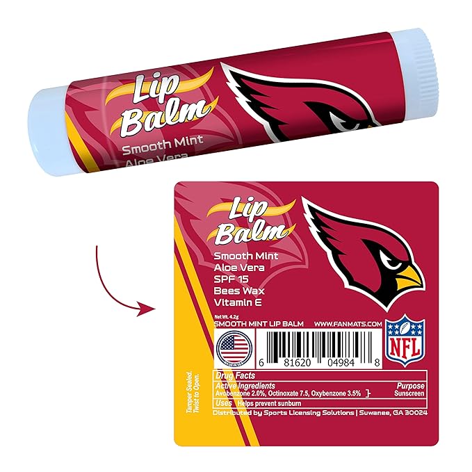 FANMATS 34603 Arizona Cardinals Smooth Mint SPF 15 Lip Balm-VivaGrace Women