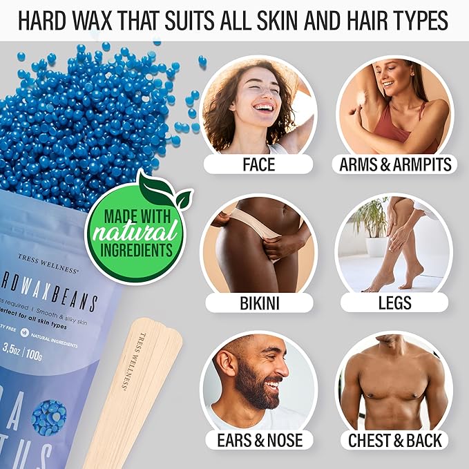 Tress Wellness Waxing Kit for Sensitive Skin – Safe for Face & Skin, Prep & Aftercare Spray, Easy to Use – At-Home Kit for Face, Bikini, Brazilian & Full Body - Digital Display, Grey Mountain-VivaGrace Women