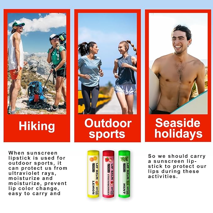 3 Pack SPF Lip Balm Bulk - SPF 30 SunGuard Lip Balm Sunscreen- Summer Protection for Lasting Hydration UV Defense Prevents and Soothes Dry, Chapped Lips-3 Delicious Flavors-VivaGrace Women