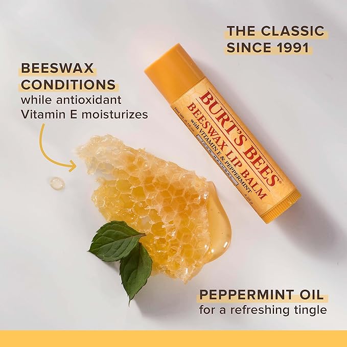 Burt's Bees Hand Salve and Moisturizing Lip Balm for Dry Skin and Chapped Lips, Classic, Natural Origin Skincare, 3 oz./0.15 oz.-VivaGrace Women