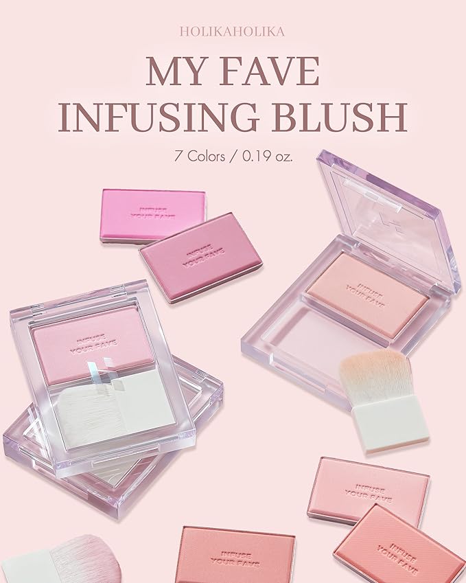 HOLIKA HOLIKA Infusing Blush with Brush - Lightweight, Smooth, Blendable Cheek Blusher, Sebum-Control, Natural Pore Coverage, Built-In Brush, Long-Lasting Pigment for Romantic Mood (05 SIMOON)-VivaGrace Women