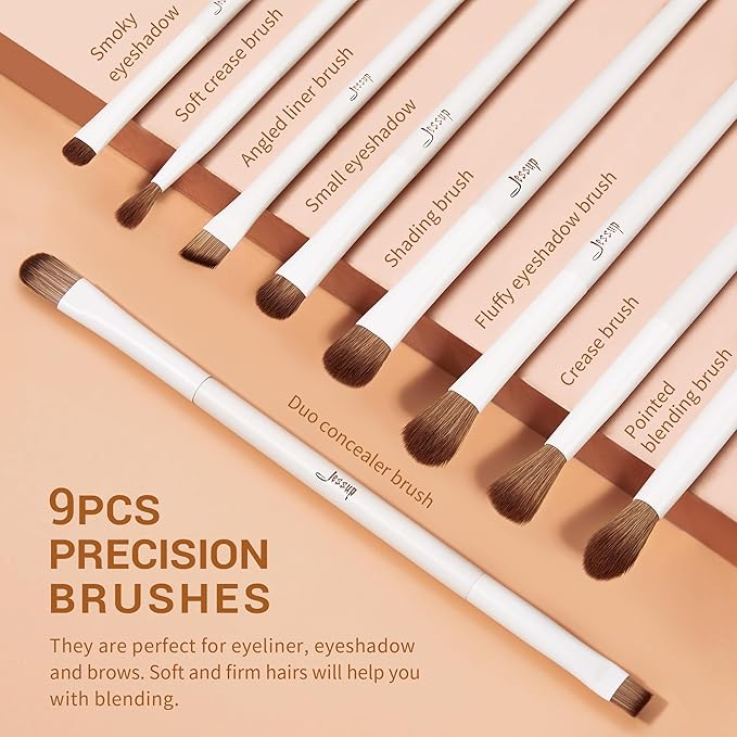 Jessup Makeup Brushes 14Pcs Makeup Brush Set Premium Synthetic Powder Foundation Contour Blush Concealer Eye Shadow Blending Liner Make Up Brush Kit Light Grey T329-VivaGrace Women