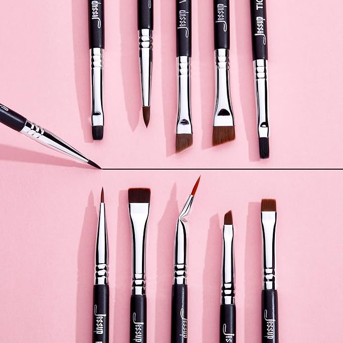 Jessup Eyeliner Brush Set, Professional Eye Liner Makeup Brushes 11pcs, Angled Flat Definer Ultra Fine Bent Pencil Point Eyeliner Brushes for Precision Liner, T324-VivaGrace Women
