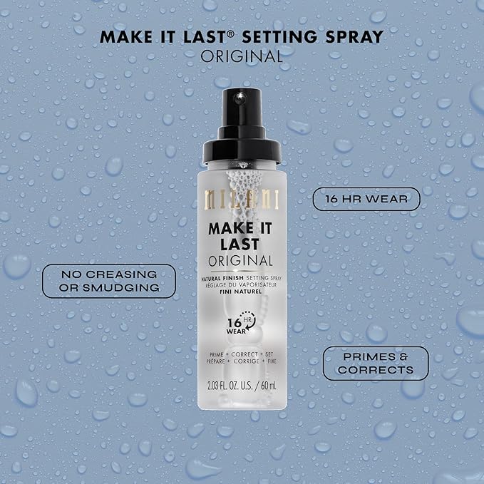 Milani Make It Last Original - Natural Finish Setting SPray - 3-in-1 Setting Spray and Primer- Prime + Correct + Set - Makeup Finishing Spray and Primer - Long Lasting Makeup Primer and Spray - 2 Pack-VivaGrace Women