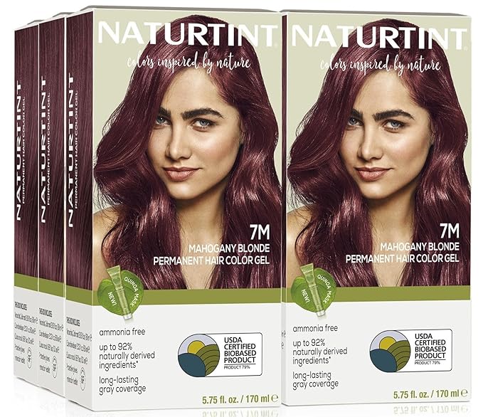 Naturtint 7M Mahogany Blonde Permanent Hair Color (Pack of 6), Ammonia Free, Vegan, Cruelty Free, up to 100% Gray Coverage, Long Lasting Results (Packaging may vary)-VivaGrace Women