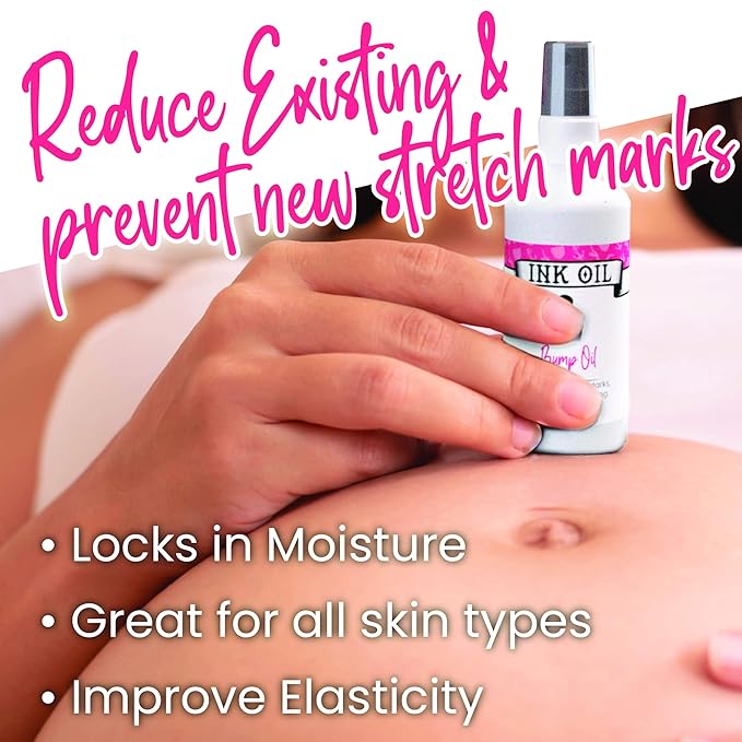 Ink Oil Bump Oil Stretch Mark Treatment | Baby Bump Essentials | Scar Removal | Pregnancy Must Haves First Trimester | Maternity Care | Ink - Bio Oil Stretch Marks Pregnancy | Advanced Skincare-VivaGrace Women