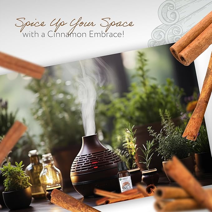 HBNO Organic Cinnamon Bark Essential Oil - 1 oz (30ml) Size - Ideal for Diffusers, Cleaning Agents, Skincare, and Haircare.-VivaGrace Women