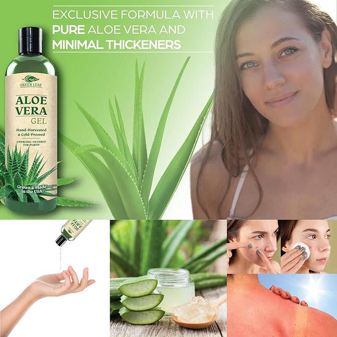 Amazing Aloe Vera Gel - Freshly Cut, 100% Pure Aloe, Premium Quality, Vegan, Unscented - Natural Sunburn Relief, After Shave, Skin, Face & Hair Care 12oz-VivaGrace Women