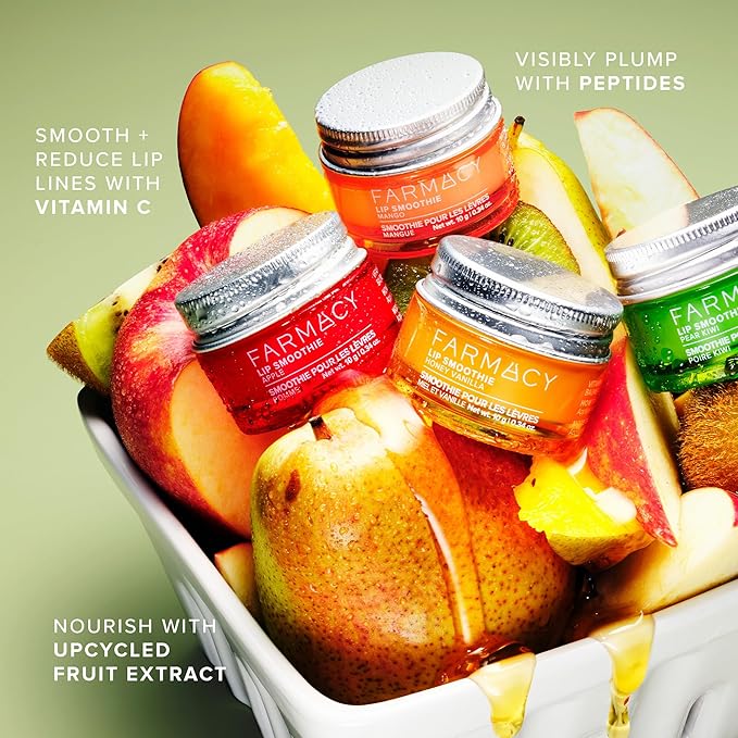 Farmacy Peptide Lip Smoothie - Hydrating Lip Balm with Vitamin C to Visibly Plump & Smooth Lines - Nourishing Treatment with a High-Gloss Finish - Pear Kiwi (10g)-VivaGrace Women