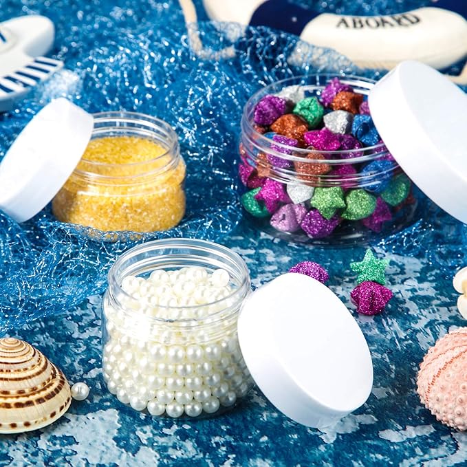 SATINIOR 24 Pieces Empty Clear Plastic Jars with Lids Round Storage Containers Wide-Mouth for Beauty Product Cosmetic Cream Lotion Liquid Butter Craft and Food (Transparent Lid, 4 oz)-VivaGrace Women