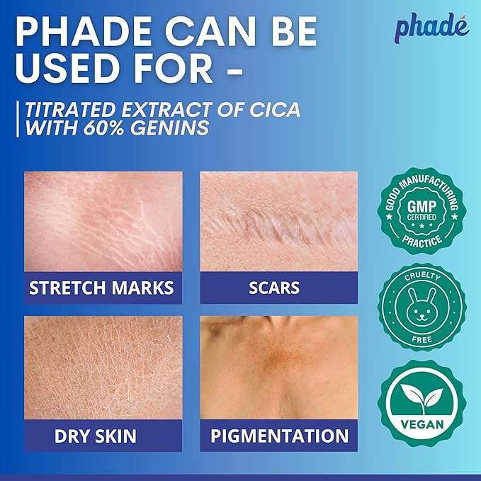 Phade Stretch Mark Cream with CICA - 200ml | Pregnancy, Scars, Uneven Skin Tone, Aging | Dermatologist Tested, Clinically Proven Formula for Stretch Marks, Hydration, and Skin Repair-VivaGrace Women